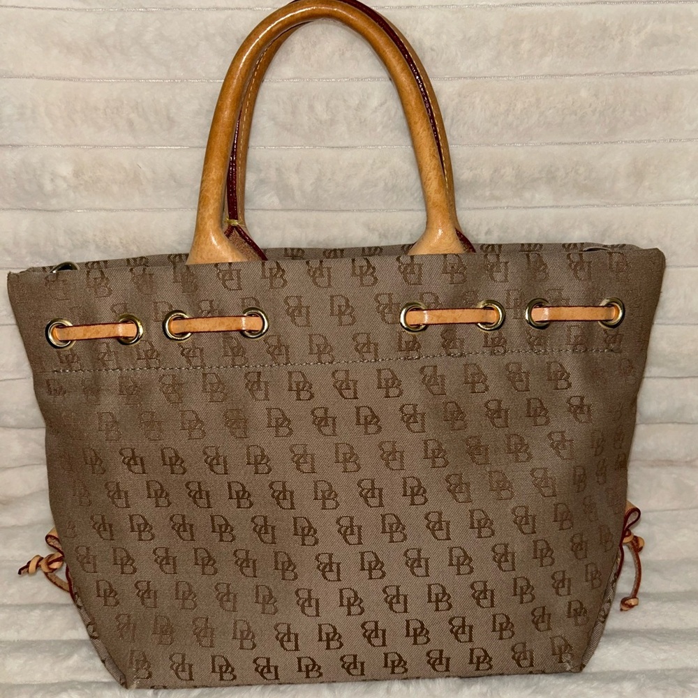 Dooney & Bourke Brown Monogram Tote with Tassel - Picture 8 of 13